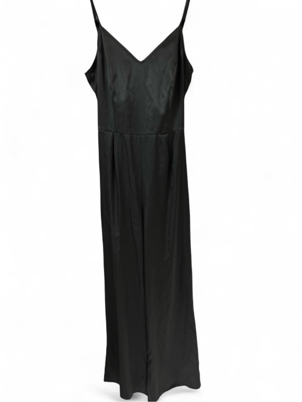 Sleek Green Satin V-Neck Romper